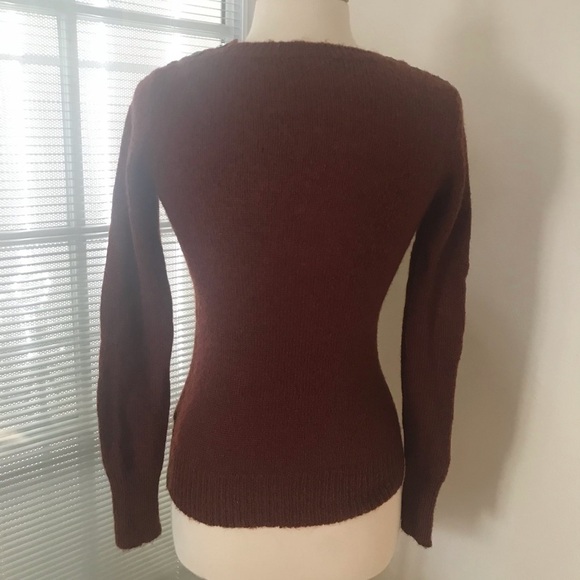 J CREW wool blend vneck XS sweater Marrone - Picture 3 of 4